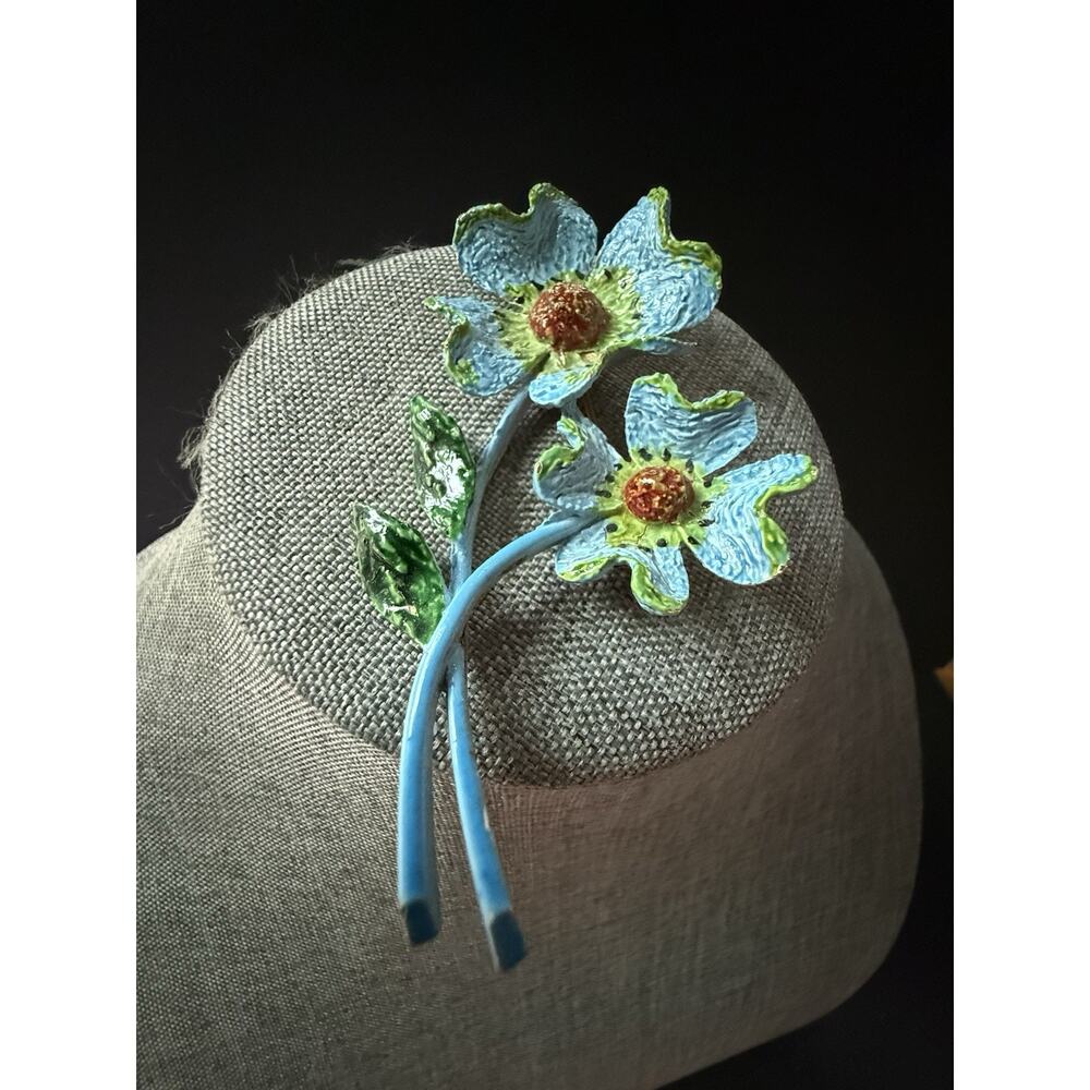 Art Pepper Brooch Flower Pin Blue Bouquet Signed Vtg Whimsy Retro Blue Cocktail